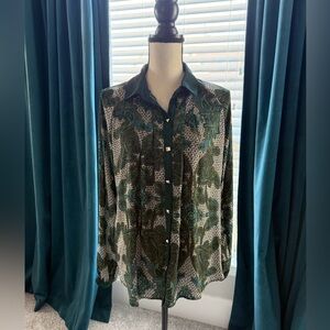 Forever 21 Green Paisley Blouse
